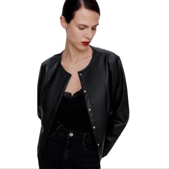 ZARA LEATHER FITTED JACKET | NWOT | SIZE: XXL - Picture 2 of 7